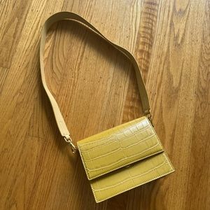 JW Pei Mini Flap Bag - Mustard Croc